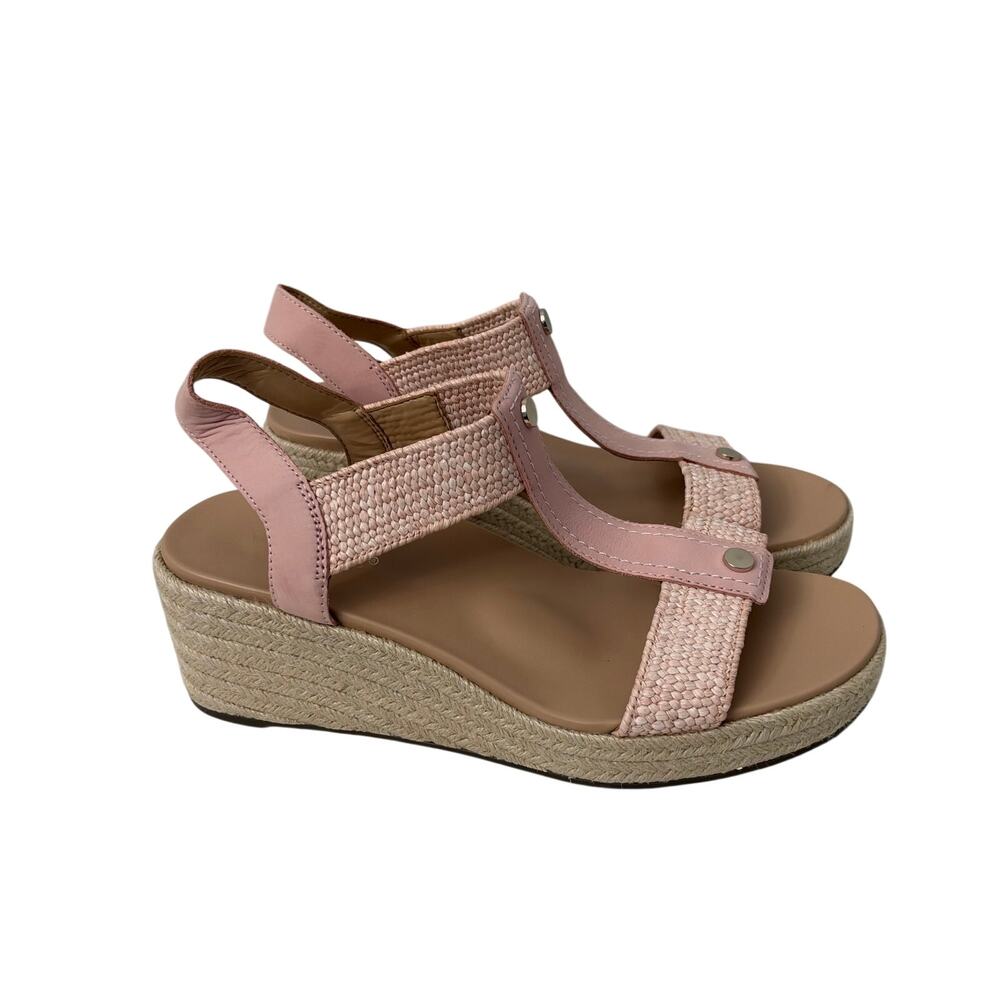 Vionic Calera Sandals Womens Size 9.5 Wide Espadrille Wedge Pink